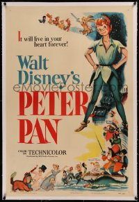 6y0212 PETER PAN linen 1sh 1953 art of Walt Disney & J.M. Barrie's boy who would not grow up, rare!