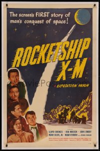 6y0239 ROCKETSHIP X-M linen 1sh 1950 Lloyd Bridges, screen's FIRST story of man's conquest of space!