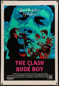 6y0241 RUDE BOY linen 1sh 1980 really cool art of The Clash by RETNA, grab the future by its face!