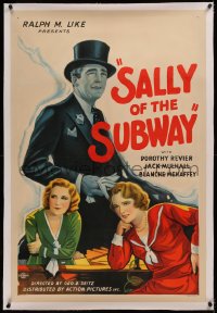 6y0242 SALLY OF THE SUBWAY linen 1sh 1932 art of Jack Mulhall, Dorothy Revier & Mehaffey, ultra rare!
