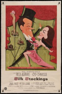 6y0252 SILK STOCKINGS linen 1sh 1957 art of Fred Astaire & Cyd Charisse by Jacques Kapralik!