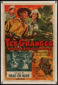 6y0282 TEX GRANGER linen chap 3 1sh 1947 Midnight Rider of the Plains, Cravath art, Dead or Alive!