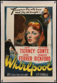 6y0318 WHIRLPOOL linen 1sh 1950 tomorrow Gene Tierney will know what she did tonight, Otto Preminger