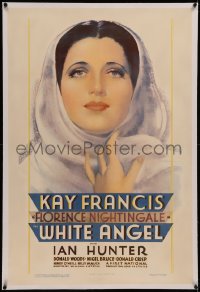 6y0319 WHITE ANGEL linen 1sh 1936 great art of angelic beautiful Kay Francis as Florence Nightingale!