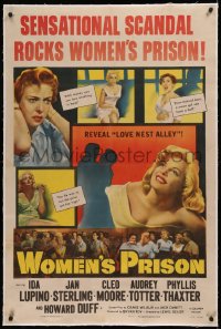 6y0330 WOMEN'S PRISON linen 1sh 1954 Ida Lupino & super sexy convict Cleo Moore, sensational scandal!
