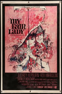 6z0041 MY FAIR LADY linen 40x60 1964 classic art of Audrey Hepburn & Rex Harrison by Bob Peak!