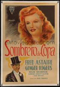 6z0296 TOP HAT linen Argentinean 1936 different art of Fred Astaire & Ginger Rogers, Irving Berlin!