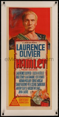 6z0284 HAMLET linen Aust daybill 1949 Laurence Olivier in William Shakespeare classic, Best Picture!