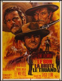6z0080 GOOD, THE BAD & THE UGLY linen French 1p 1968 Mascii art of Eastwood, Van Cleef & Wallach!