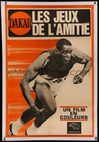 6z0057 DAKAR LES JEUX DE L'AMITIE linen French 30x45 1963 Friendship Games, cool sports documentary!