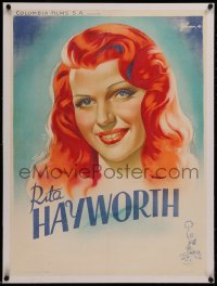 6z0360 RITA HAYWORTH linen French 23x31 1945 art of her from You Were Never Lovelier by Grinsson!