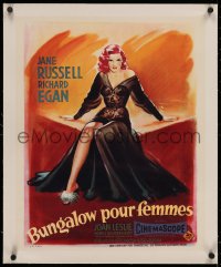 6z0368 REVOLT OF MAMIE STOVER linen French 18x22 1956 great Grinsson art of super sexy Jane Russell!