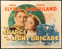 6z0111 CHARGE OF THE LIGHT BRIGADE linen yellow title 1/2sh 1936 Errol Flynn & De Havilland, rare!