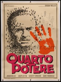 6z0006 CITIZEN KANE linen Italian 1p R1966 different art of Orson Welles made up of tiny letters!
