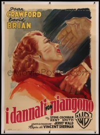 6z0007 DAMNED DON'T CRY linen Italian 1p 1950 different Martinati art of Joan Crawford slapped, rare!