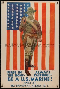 6z0213 BE A U.S. MARINE linen 28x42 special poster 1922 patriotic art by James Montgomery Flagg, rare!