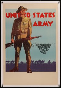 6z0214 UNITED STATES ARMY linen 26x38 military recruiting poster 1939 Thomas Woodburn art, rare!
