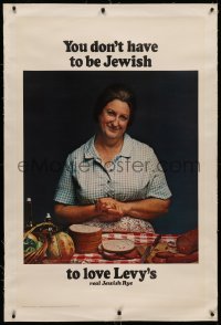 6z0056 YOU DON'T HAVE TO BE JEWISH TO LOVE LEVY'S linen 30x46 commercial poster 1971