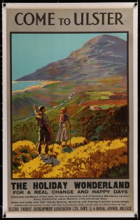 6z0188 COME TO ULSTER linen 25x40 Irish travel poster 1930s great art of the holiday wonderland!