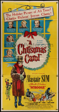 7a0189 CHRISTMAS CAROL 3sh 1951 Charles Dickens Xmas classic, Alastair Sim as Scrooge, ultra rare!