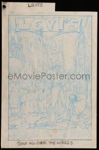7a0027 BARRY WINDSOR-SMITH signed 12x18 original art 1970s Levi's Sold All Over the Worlds