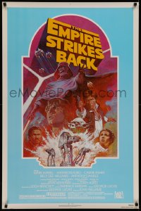 7a0012 EMPIRE STRIKES BACK 1sh R1982 George Lucas classic, Tom Jung, ultra-rare teal background!