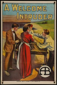 7a0051 WELCOME INTRUDER English 1sh 1913 Anthony O'Sullivan Biograph short, art of man with family!