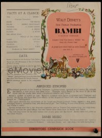 7a0173 BAMBI English pressbook 1942 Walt Disney cartoon deer classic, great art, ultra rare!