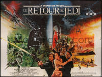 7a0018 RETURN OF THE JEDI French 8p 1983 George Lucas classic, different art by Michel Jouin!