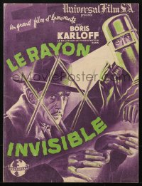 7a0175 INVISIBLE RAY French pressbook R1946 different art of Boris Karloff, posters shown, rare!