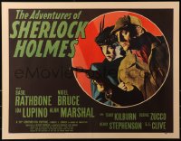7a0348 ADVENTURES OF SHERLOCK HOLMES 1/2sh 1939 Basil Rathbone with gun & Ida Lupino, ultra rare!