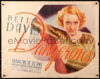 7a0355 DANGEROUS 1/2sh 1935 best c/u of alcoholic actress Bette Davis in gold dress, ultra rare!