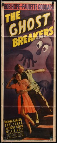 7a0270 GHOST BREAKERS insert 1940 great art of Bob Hope, Paulette Goddard & spooky ghost, very rare!