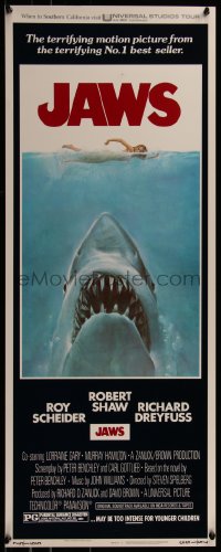 7a0277 JAWS insert 1975 Steven Spielberg's classic movie & image, much more rare than the one-sheet!