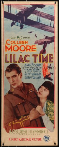 7a0280 LILAC TIME insert 1928 WWI British flyer Gary Cooper loves French Colleen Moore, very rare!