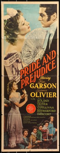 7a0284 PRIDE & PREJUDICE insert 1940 Laurence Olivier, Greer Garson, Jane Austen novel, very rare!
