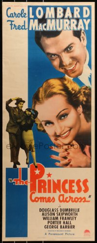 7a0285 PRINCESS COMES ACROSS insert 1936 two images of Fred MacMurray & Carole Lombard, very rare!