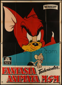 7a0204 FANTASIA ANIMATA MGM Italian 2p 1950s great different art of Tom & Jerry, ultra rare!