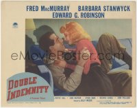 7a0429 DOUBLE INDEMNITY LC #8 1944 romantic c/u of Barbara Stanwyck & Fred MacMurray, Billy Wilder!