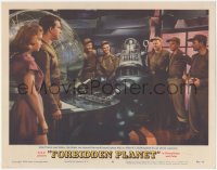 7a0459 FORBIDDEN PLANET LC #4 1956 Anne Francis & Leslie Nielsen watch Robby the Robot at controls!