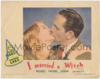 7a0463 I MARRIED A WITCH LC 1942 best romantic c/u of sexy Veronica Lake kissing Fredric March!