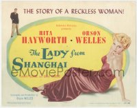 7a0420 LADY FROM SHANGHAI TC 1947 Orson Welles, full-length c/u of sexy blonde Rita Hayworth, noir!