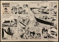 7a0030 MANDRAKE THE MAGICIAN 17x23 original art 9-8-1968 speed boat chase art by Fred Fredericks!