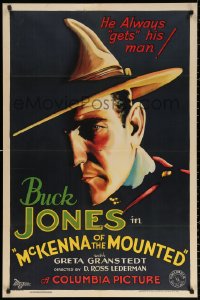 7a0315 MCKENNA OF THE MOUNTED 1sh 1932 great art of Buck Jones in shadows, he gets his man, rare!