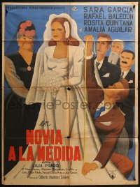7a0160 NOVIA A LA MEDIDA Mexican poster 1949 Gilberto Martinez Solares, gorgeous bride art by Gil!