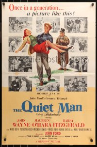 7a0336 QUIET MAN 24x37 promo poster 1951 John Wayne, Maureen O'Hara, John Ford classic, different & rare!