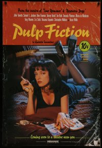 7a0086 PULP FICTION advance 1sh 1994 Quentin Tarantino, Uma Thurman smoking Lucky Strikes!
