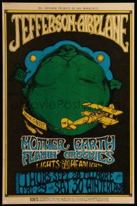 7a0125 JEFFERSON AIRPLANE/MOTHER EARTH/FLAMIN' GROOVIES 14x21 music poster 1967 Greg Irons art, rare!