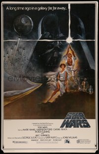 7a0005 STAR WARS 38x60 video standee R1982 George Lucas sci-fi epic, art by Tom Jung, very rare!