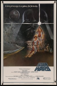 7a0007 STAR WARS first printing 1sh 1977 classic Tom Jung art, domestic version with PG rating!